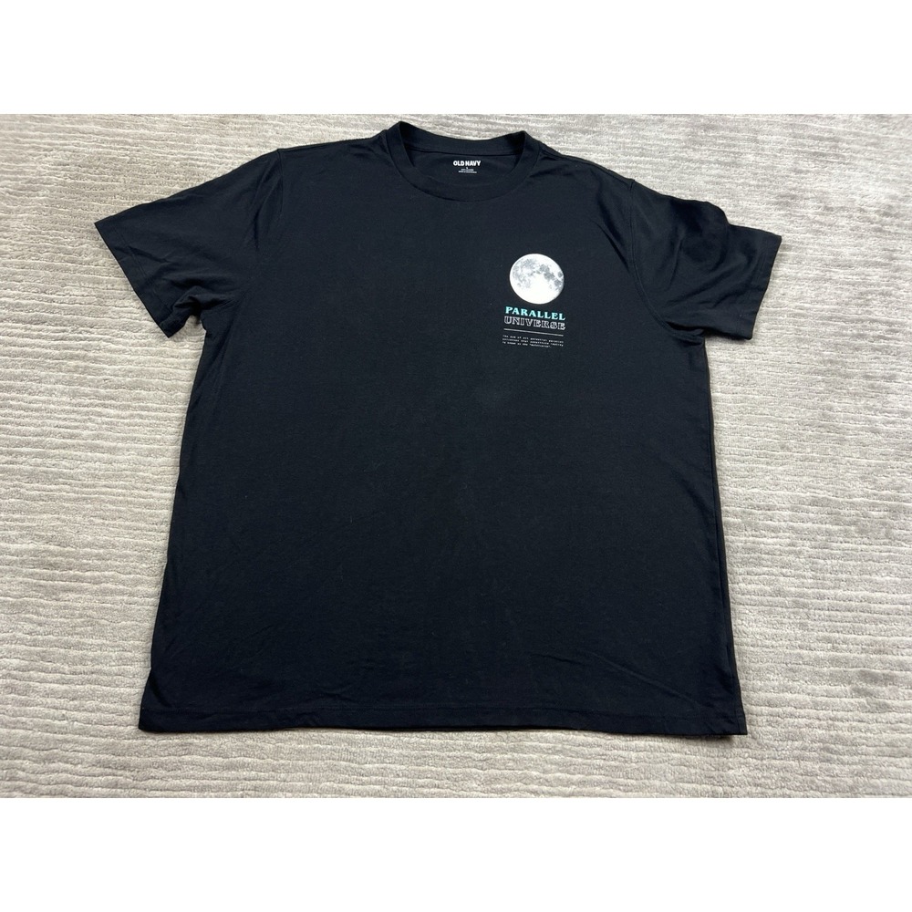 Old Navy Shirt Mens Large Black Short‎ Sleeve Parallel Universe Cotton Blend